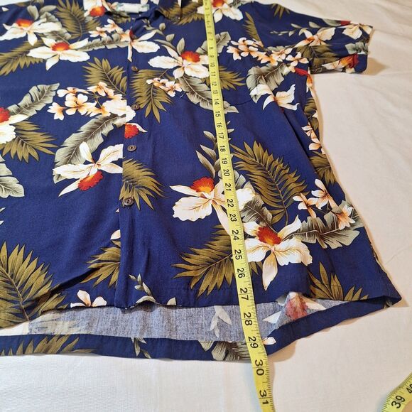 Two Palms Vintage Blue Floral Hawaiian Shirt Hibiscus Tropical Beach Size L - Picture 5 of 9